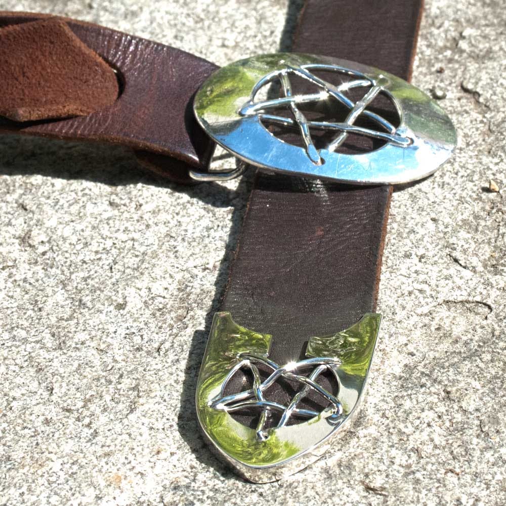 Riemenzunge Pentagramm aus Silber