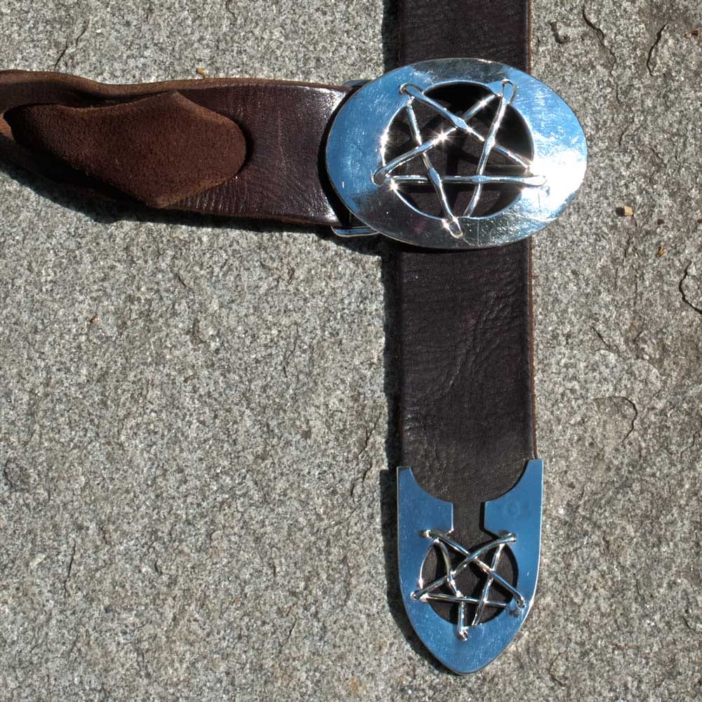 Riemenzunge Pentagramm aus Silber