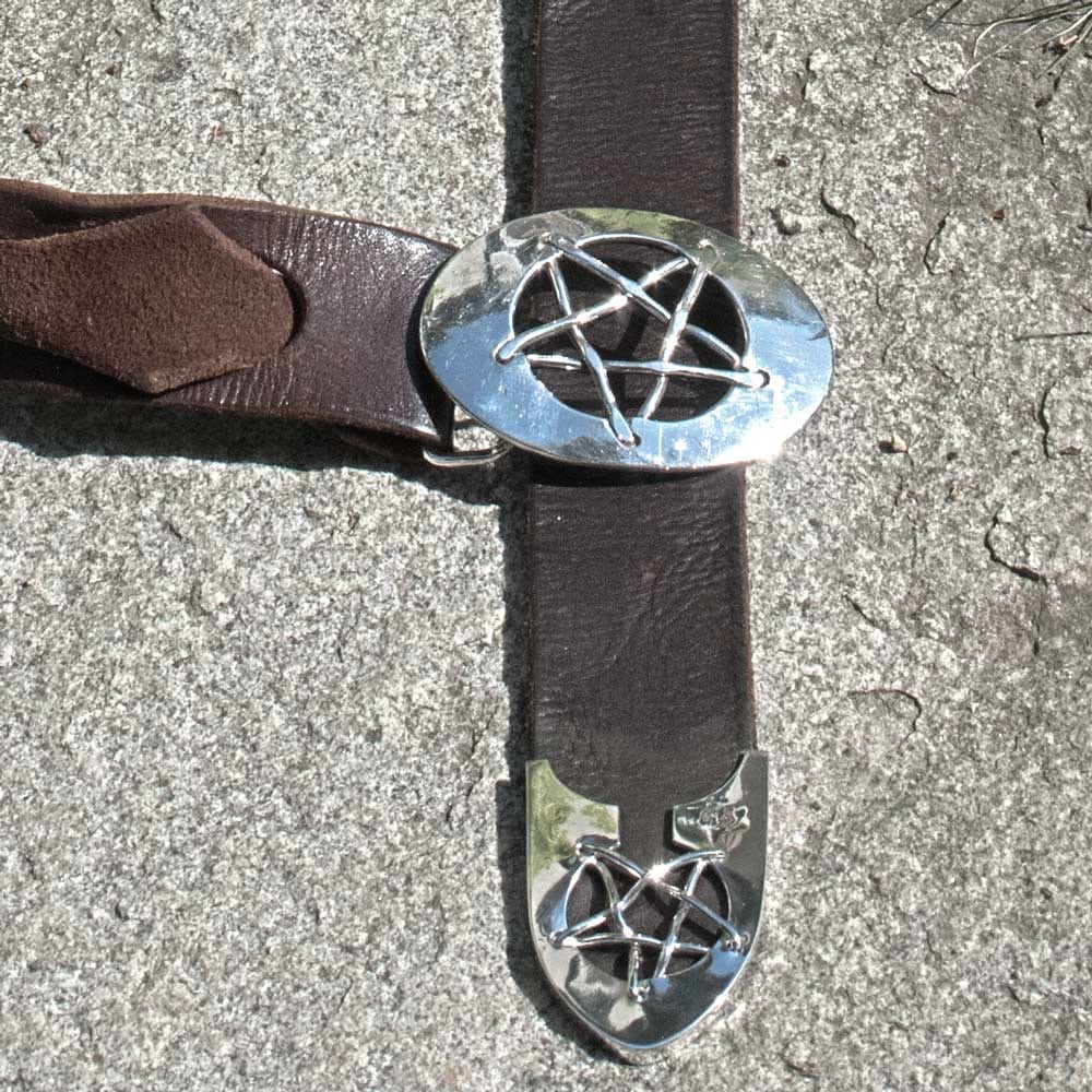 Riemenzunge Pentagramm aus Silber