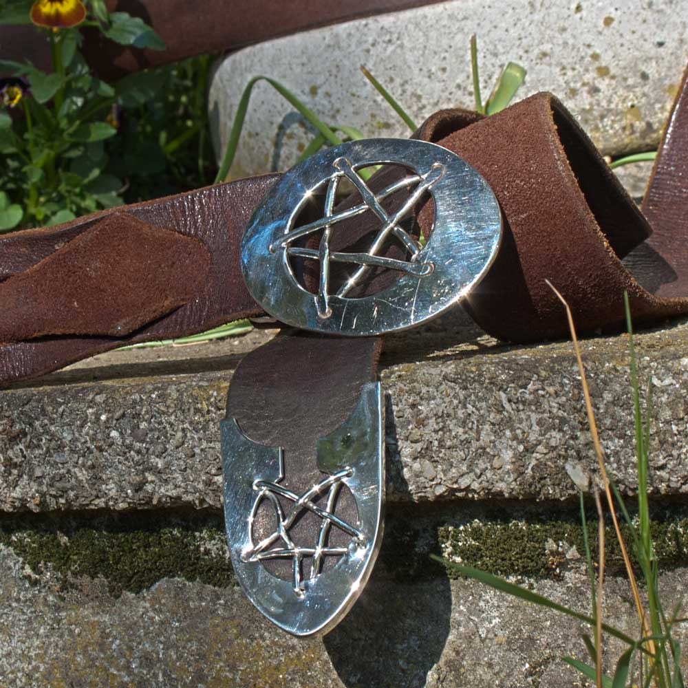 Riemenzunge Pentagramm aus Silber