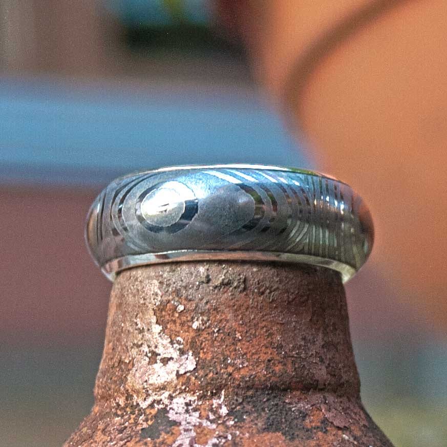 Augendamaststahlring mit Silberauskleidung