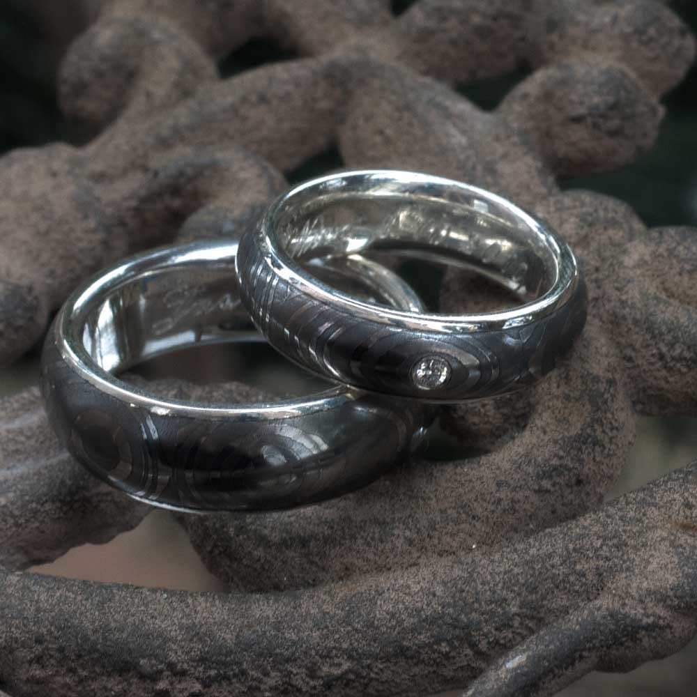 Augendamastringe mit Silberauskleidung