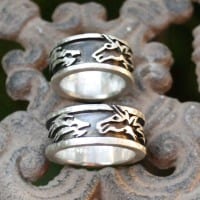 Silberringe mit Drache und Einhorn