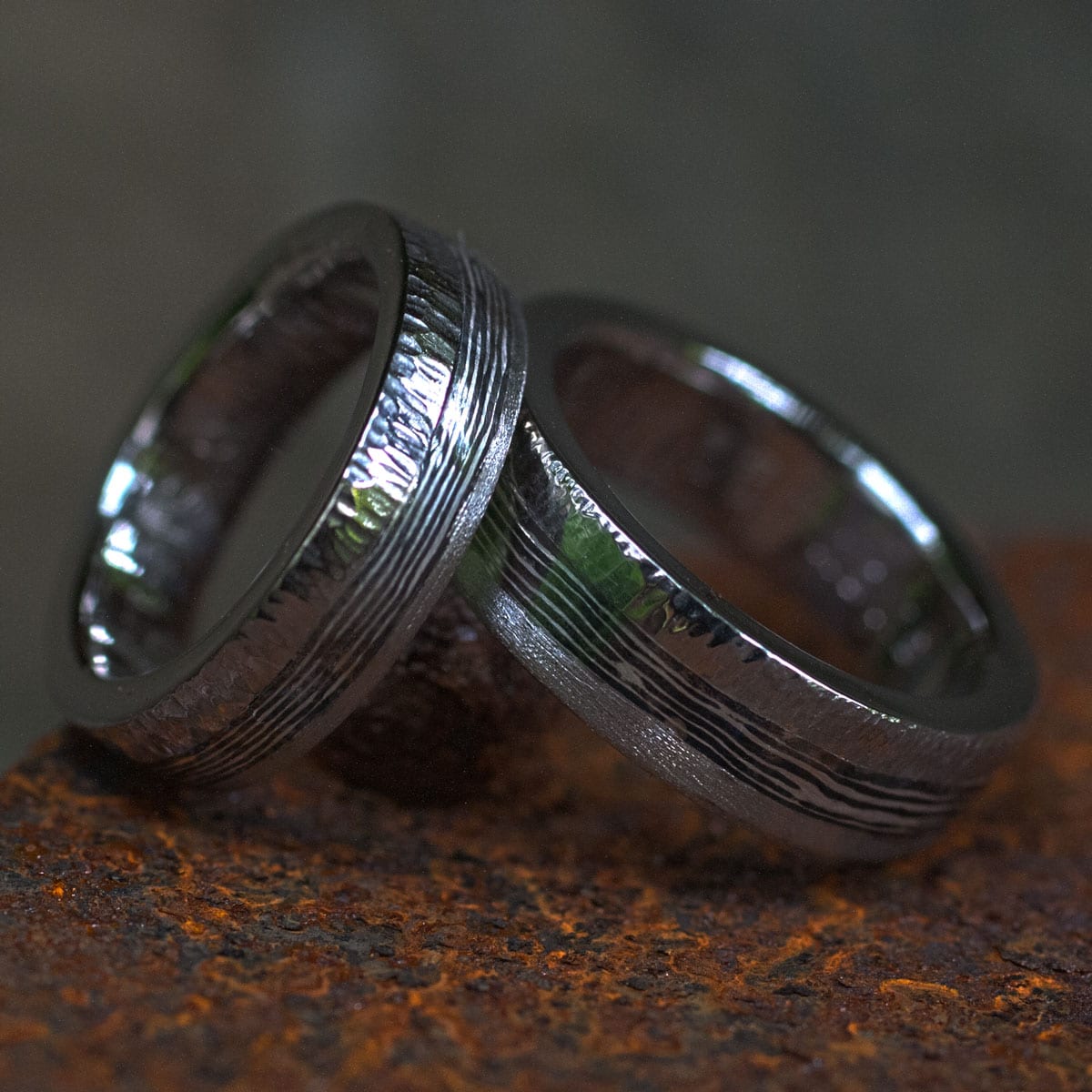 Palladium Ringe mit Mokume Gane Einlage