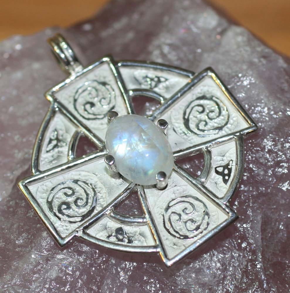 Anhänger Keltisches Kreuz mit Mondstein