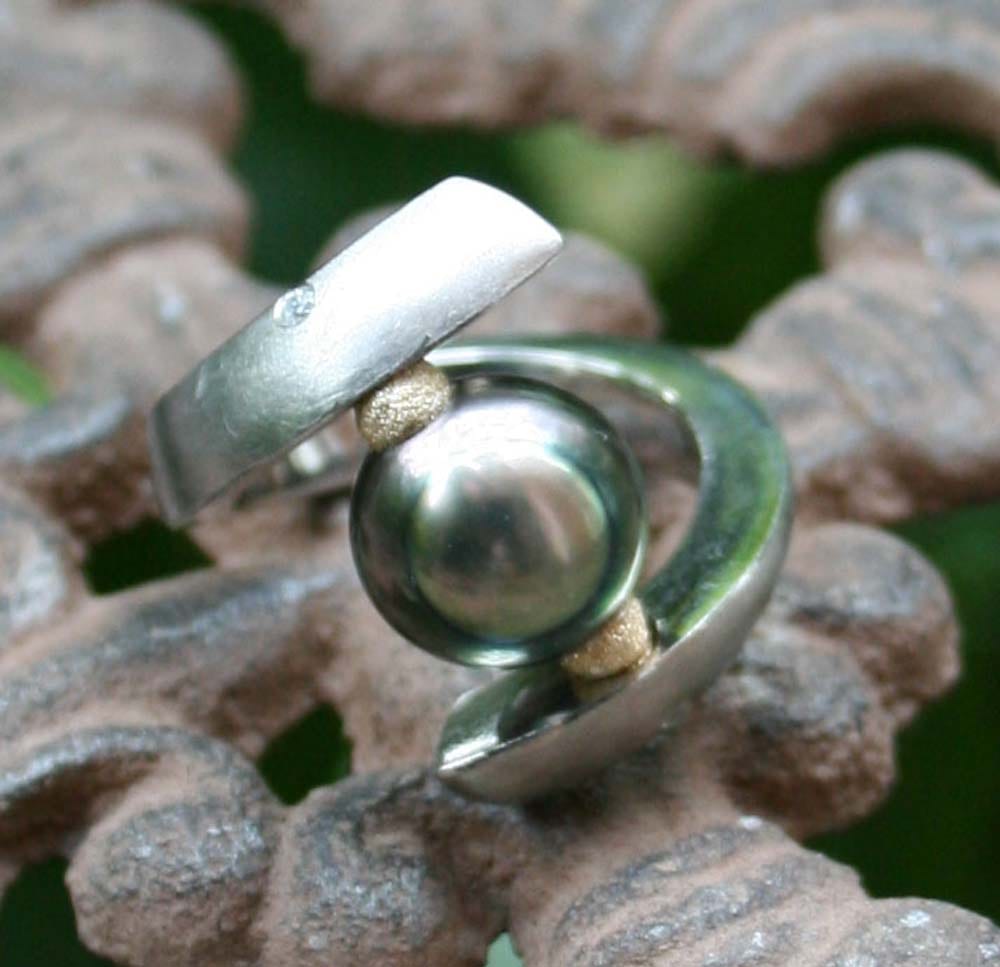Palladiumring mit Perle
