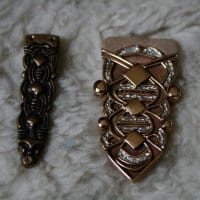 Rus Gürtelschließe & Riemenzunge Bronze mit Silbertauschierung