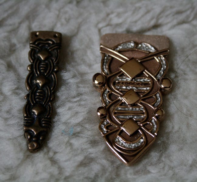 Rus Gürtelschließe & Riemenzunge Bronze mit Silbertauschierung