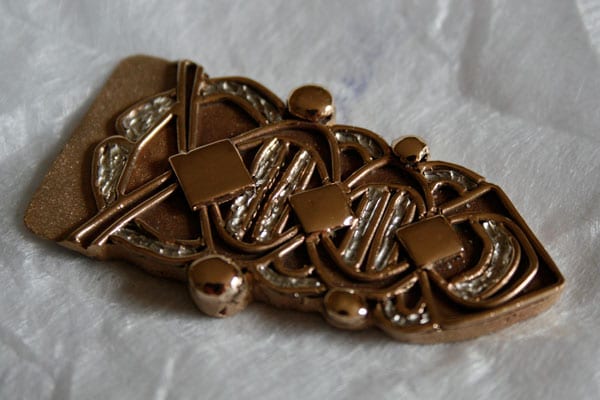 Rus Gürtelschließe & Riemenzunge Bronze mit Silbertauschierung