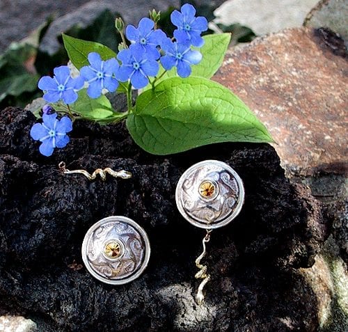 Ohrstecker Citrin mit Schlangen