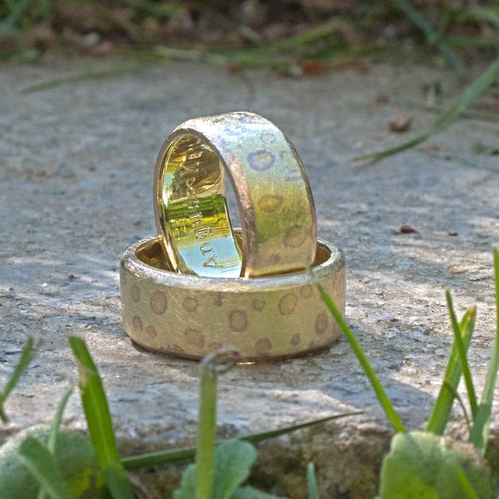 Mokumegane Ringe dreifarbig getupft