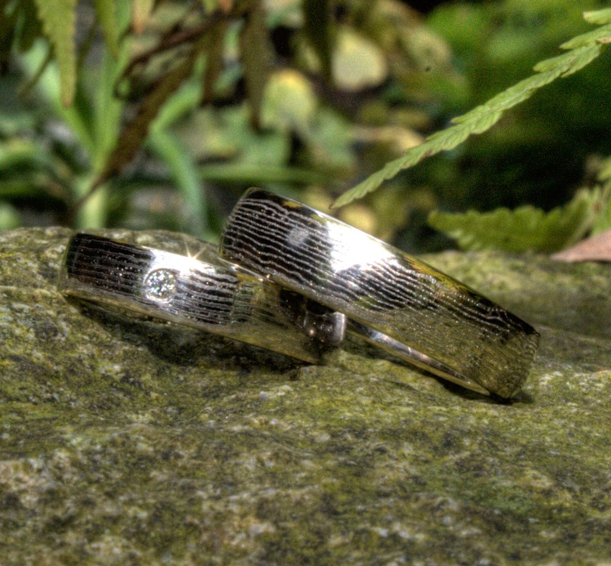 Eheringe Mokumegane Weißgold-Palladium