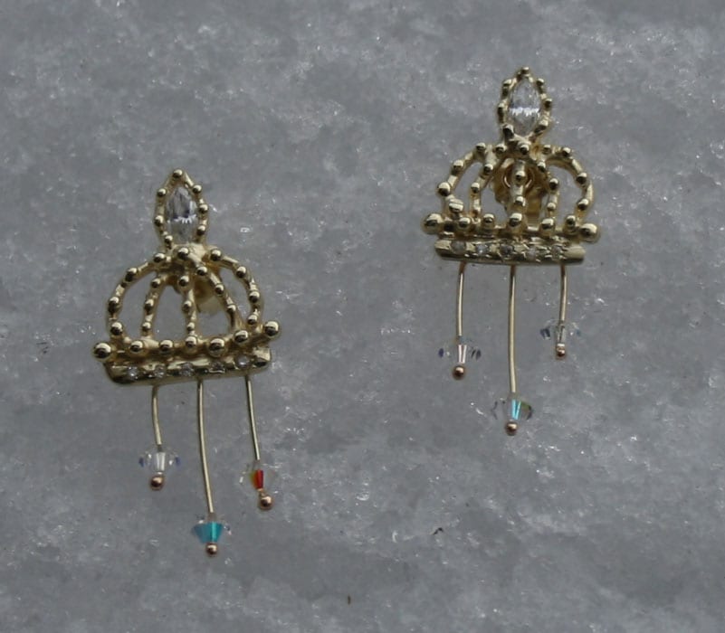 Krönchen Ohrstecker Gelbgold