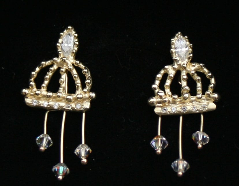 Krönchen Ohrstecker Gelbgold