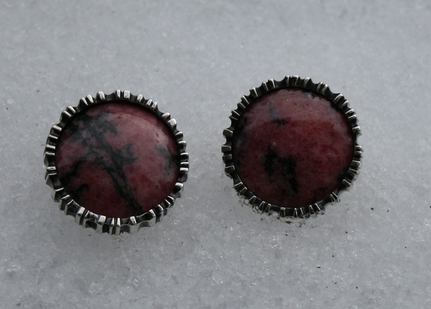 Ohrstecker Silber mit Rhodonit