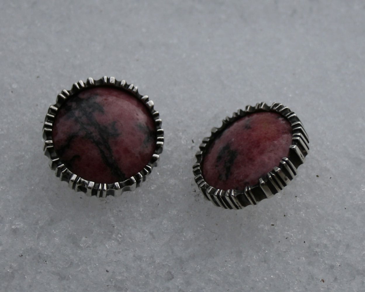 Ohrstecker Silber mit Rhodonit