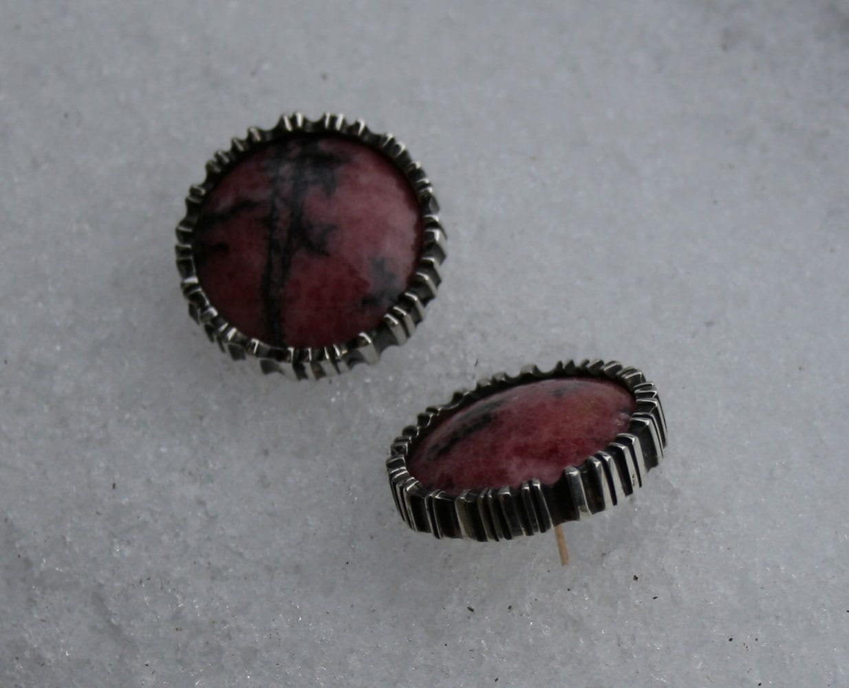 Ohrstecker Silber mit Rhodonit