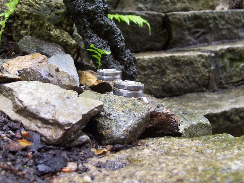 dreiteiliger Ring Damast und Silber