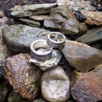 dreiteiliger Ring Damast und Silber