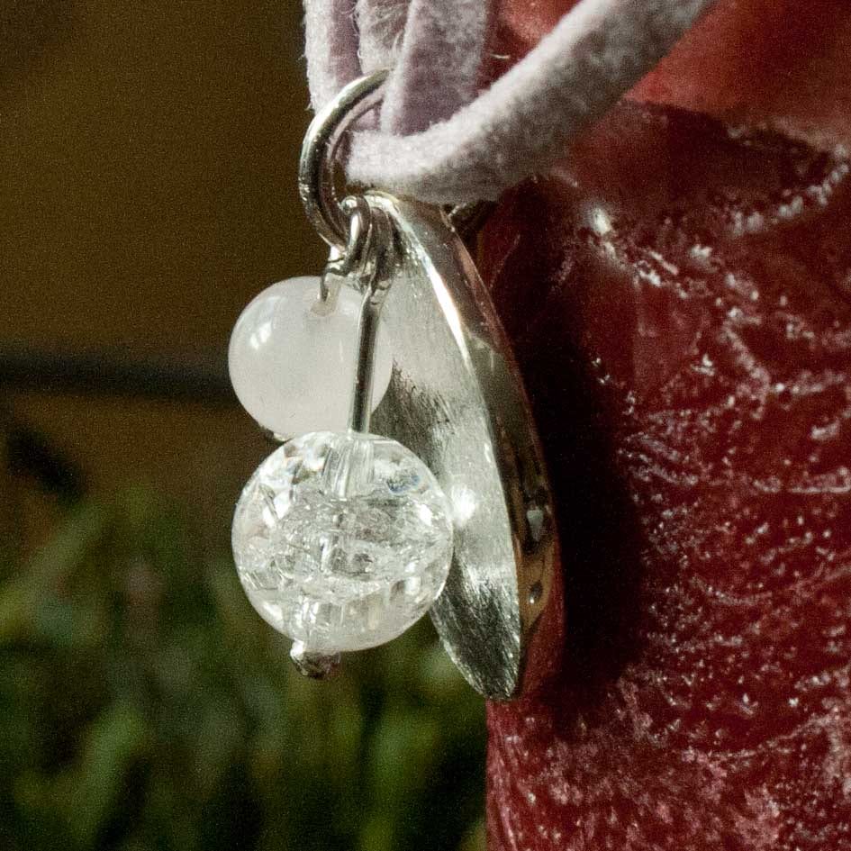 Silberkreis mit Rosenquarz- und Bergkristallkugel