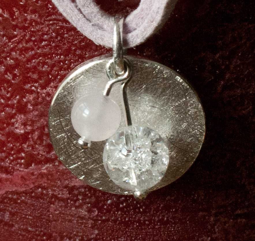 Silberkreis mit Rosenquarz- und Bergkristallkugel