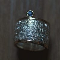 Silberring mit Goldrand und Engelgebet