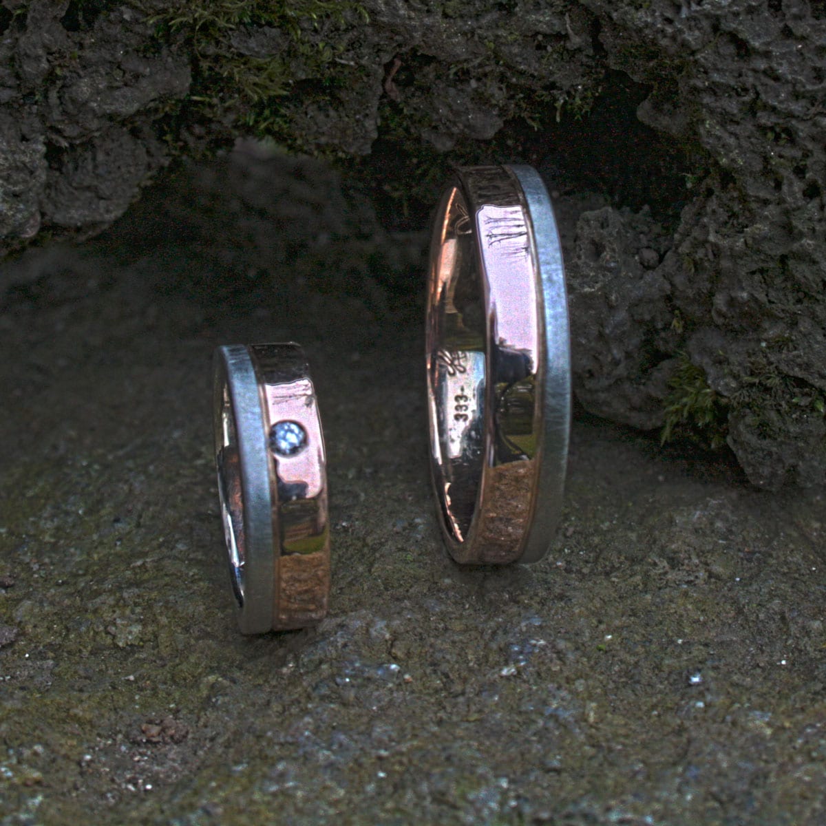 zweifarbige Eheringe Rotgold-Weißgold