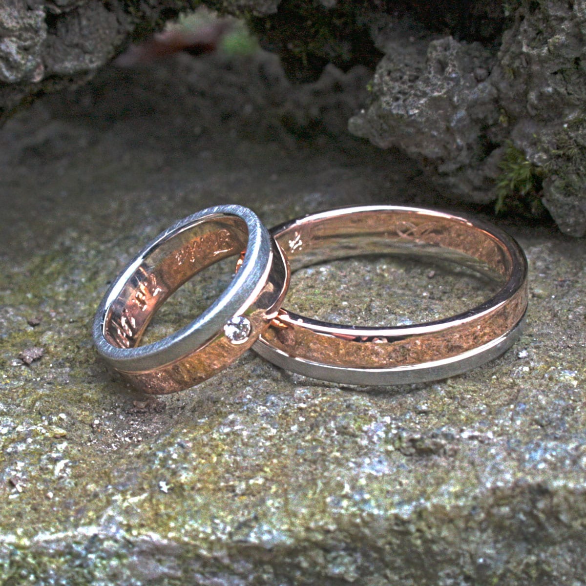 zweifarbige Eheringe Rotgold-Weißgold