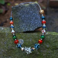 Glasperlencollier mit Silber-Elfe und Magnetschließe