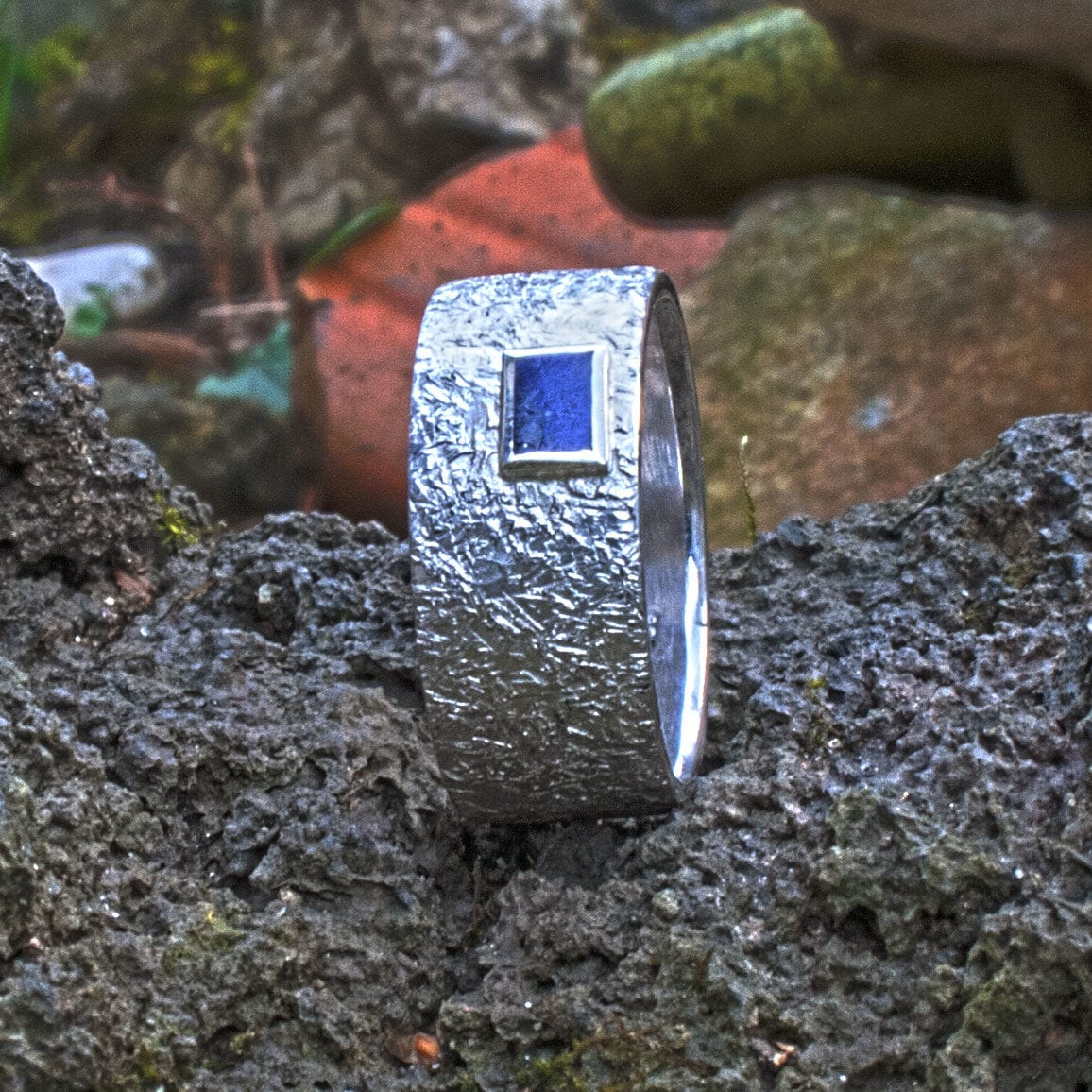 Herrenring Silber mit Lapislazuli