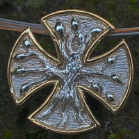 Lebensbaum-Kreuz mit Goldrand