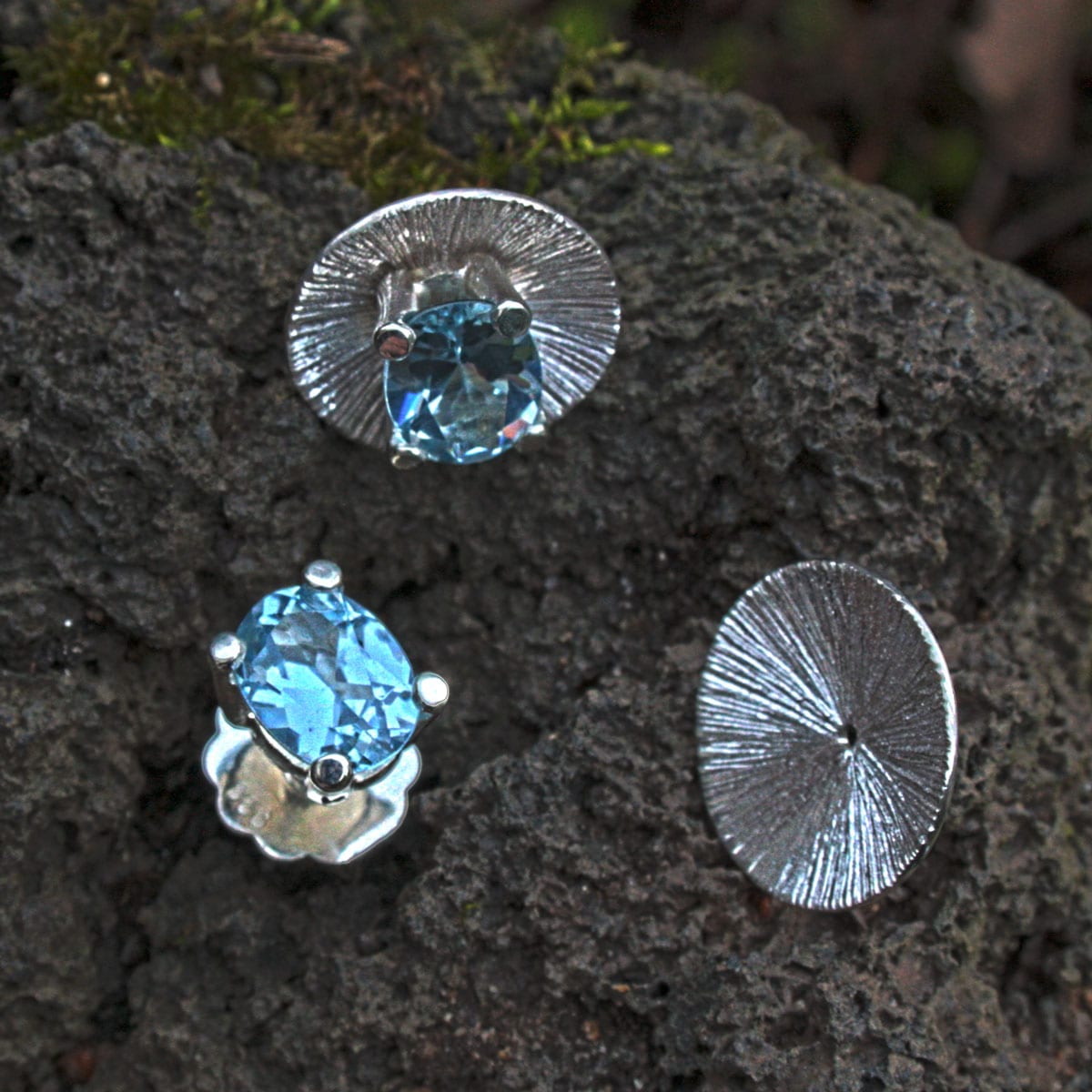 Ohrstecker Blautopas mit Beilagscheiben