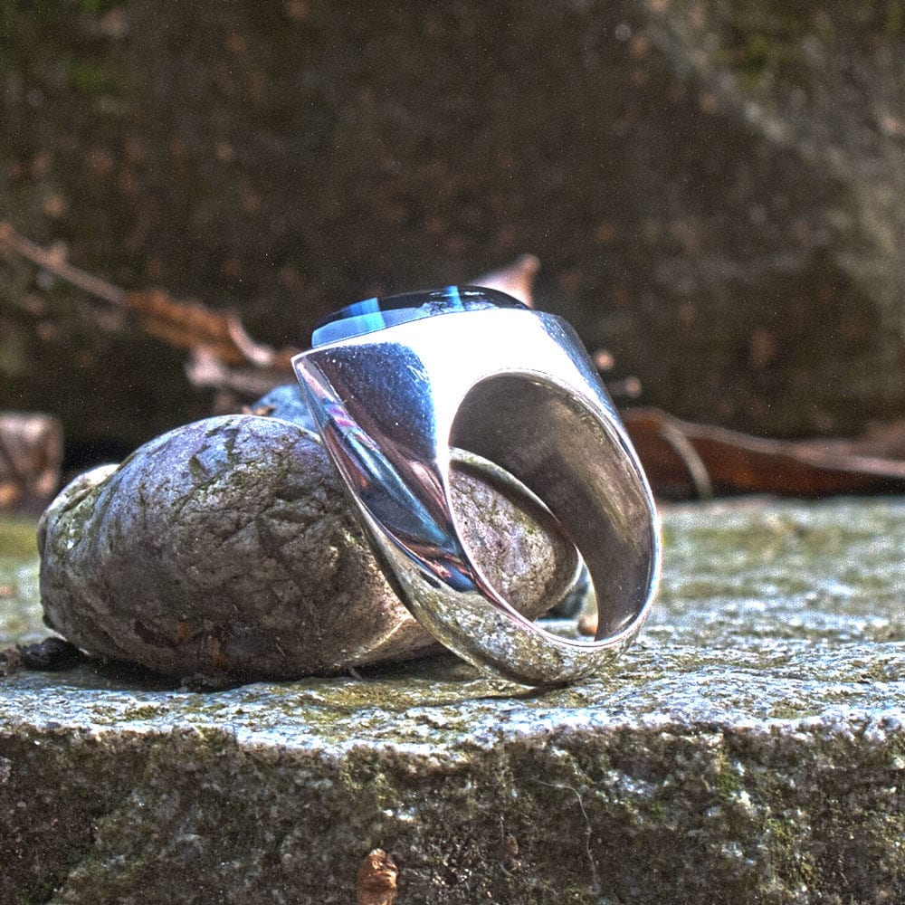 Silberring mit Onyx-Navett