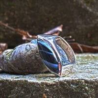 Silberring mit Onyx-Navett