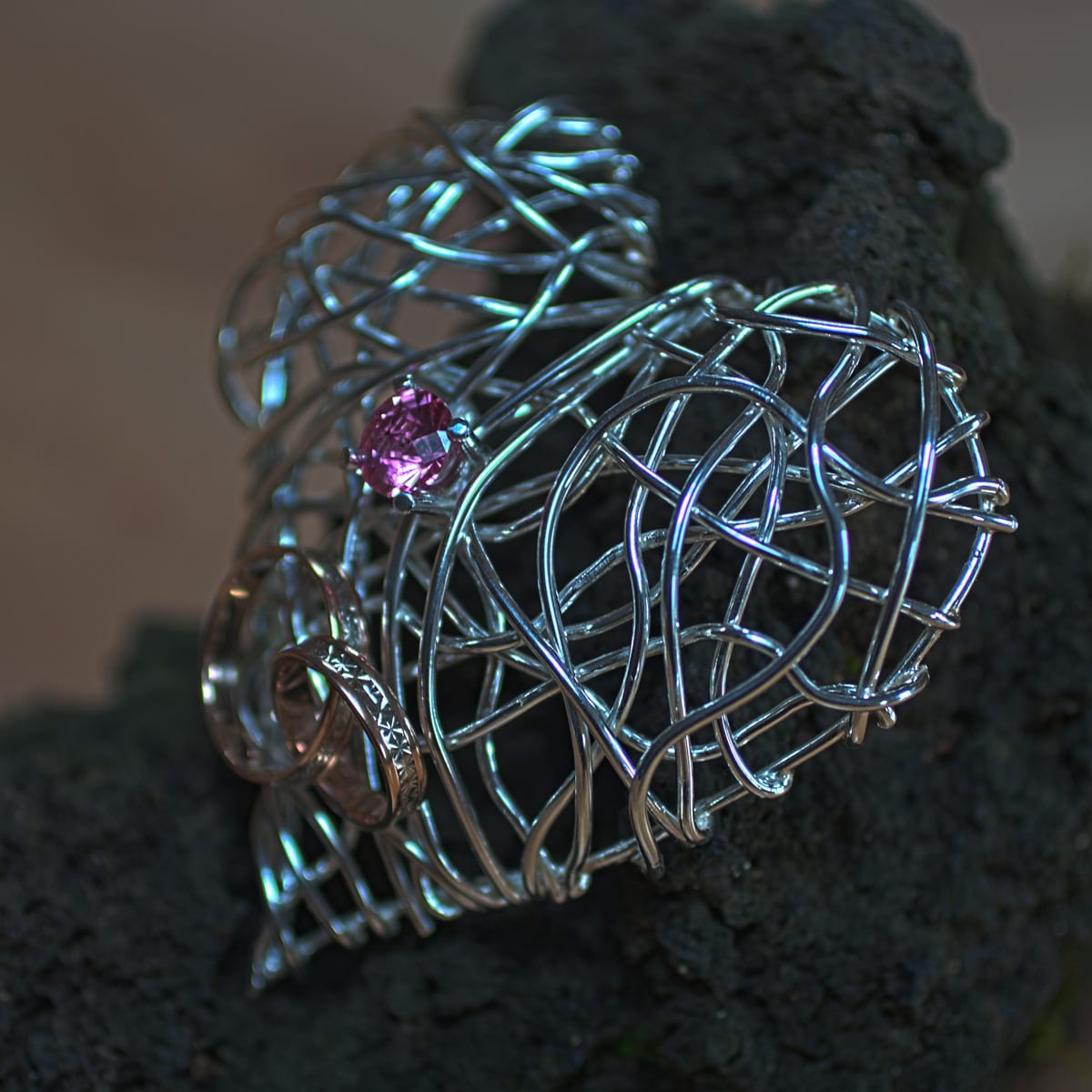 Herz aus Silberdrahtgeflecht