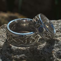 Trauringe Flechtband Silber mit Goldstaub