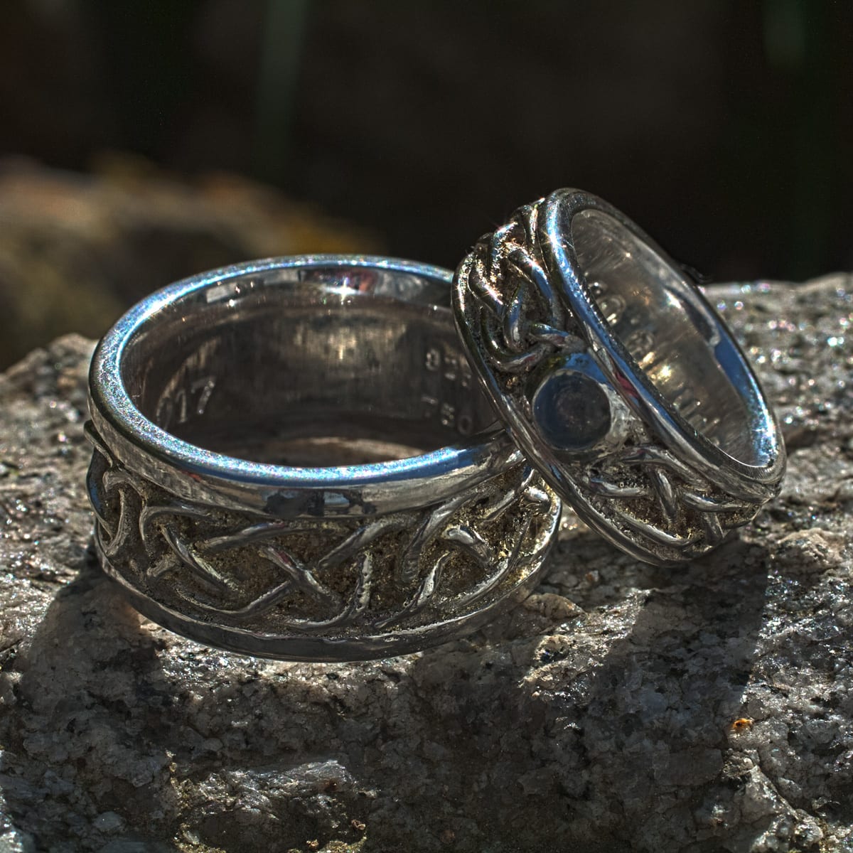 Trauringe Flechtband Silber mit Goldstaub