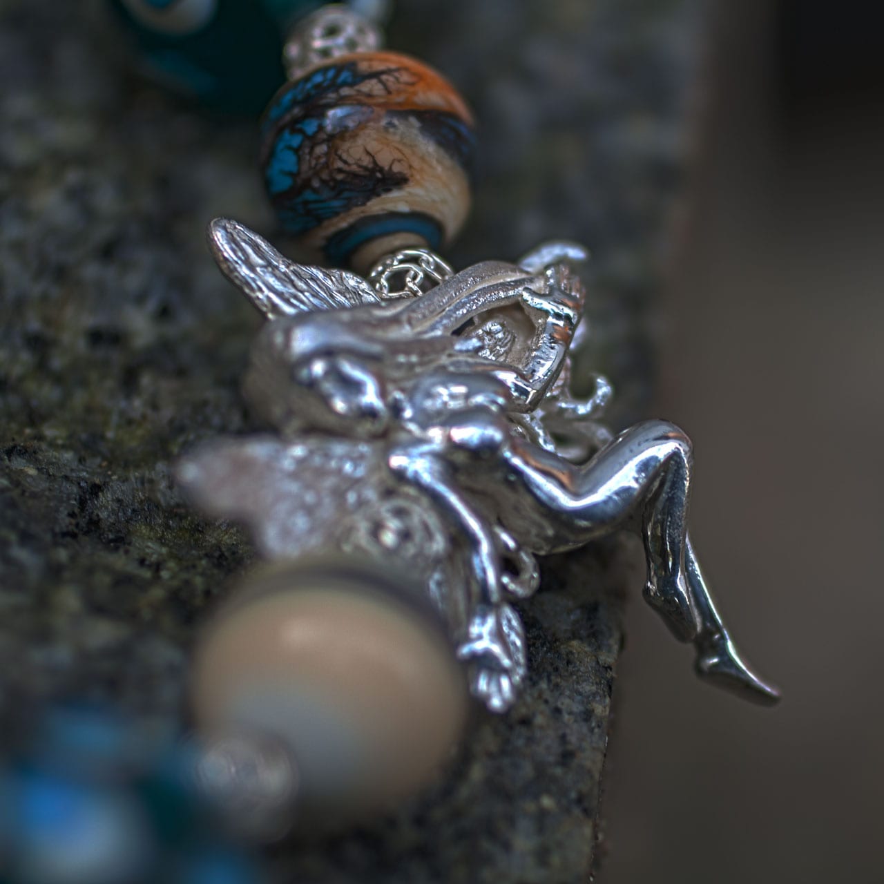 Muranoglas-Collier mit Silberelfe