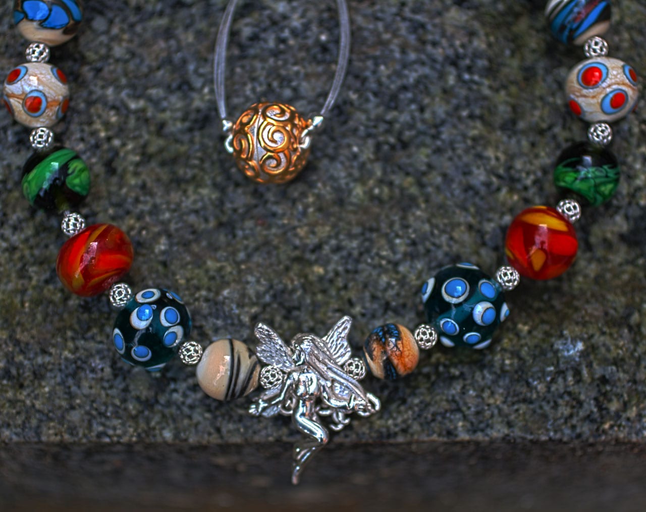 Muranoglas-Collier mit Silberelfe