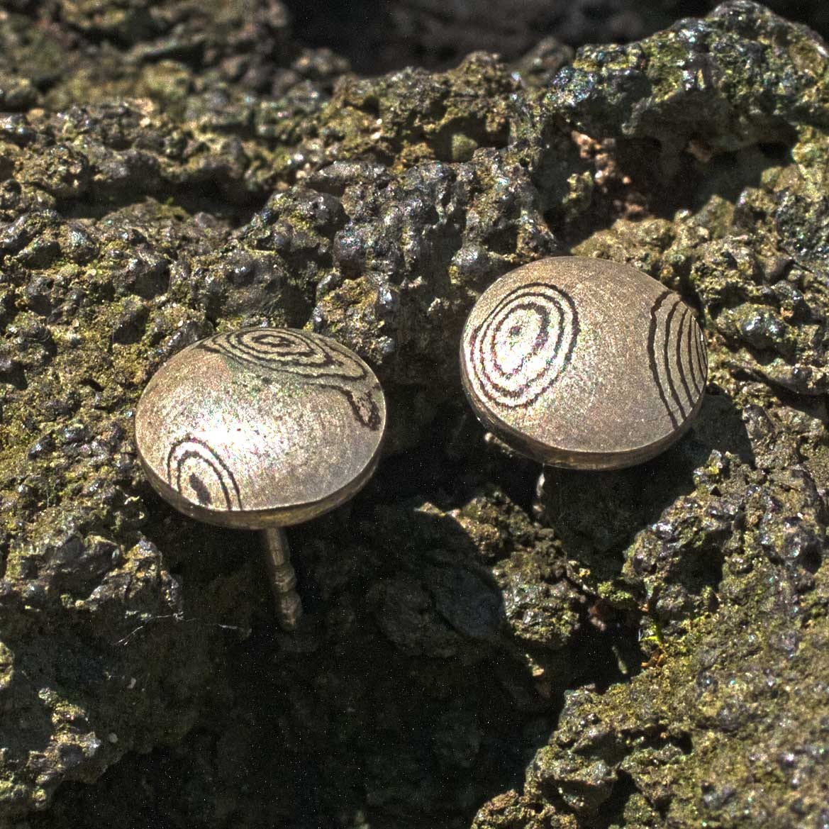 Ohrringe Mokume Gane Silber-Kupfer