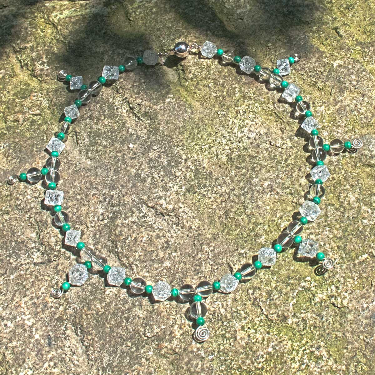 Bergkristall-Malachit Collier