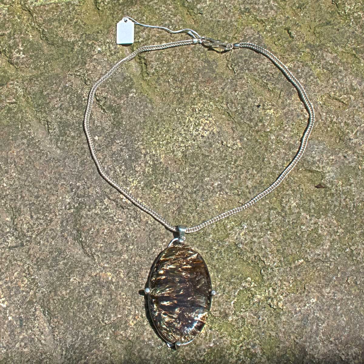 Fuchsschwanz-Kette Silber mit Anhänger Serafinit