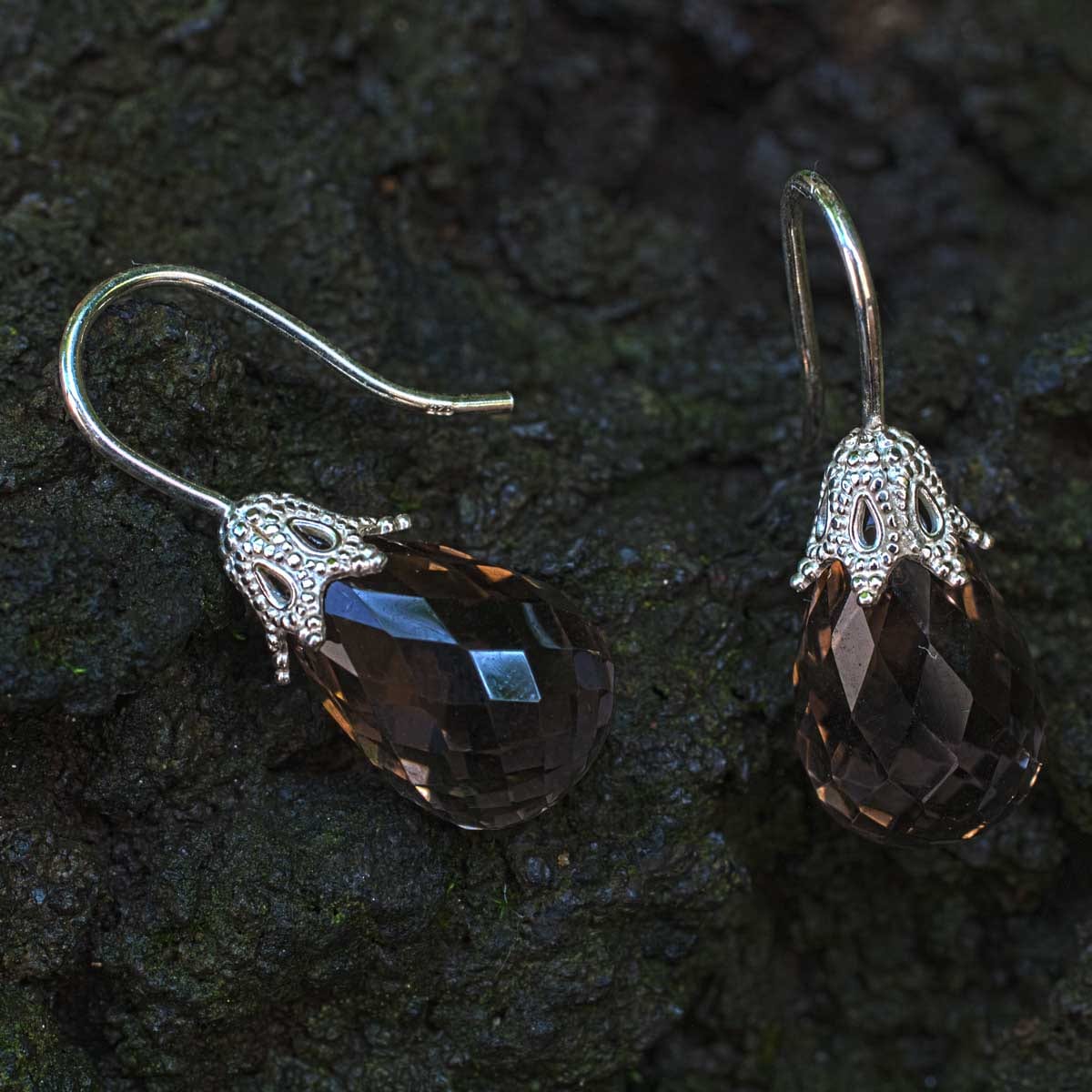 Silber Ohrhänger mit Rauchquarz