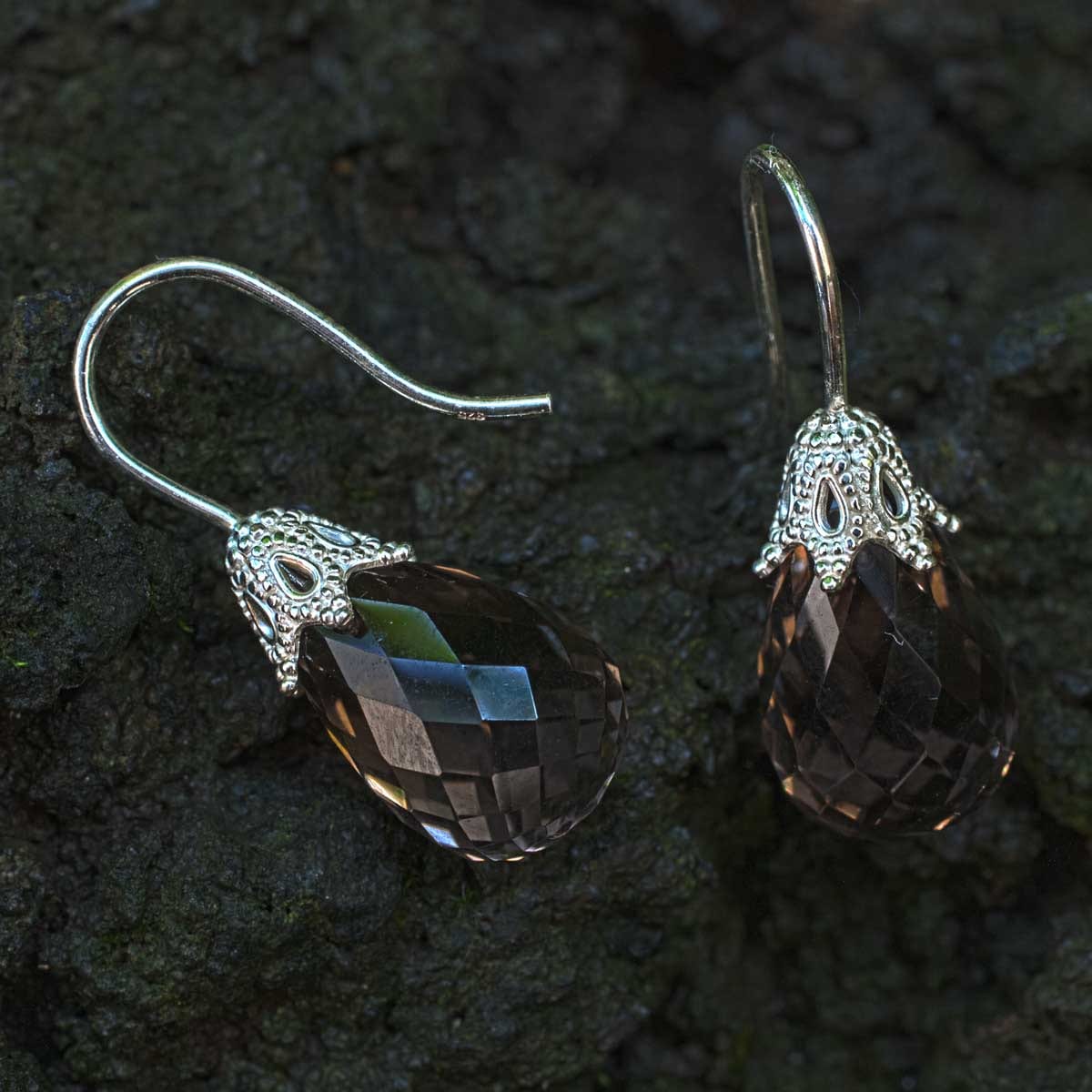 Silber Ohrhänger mit Rauchquarz