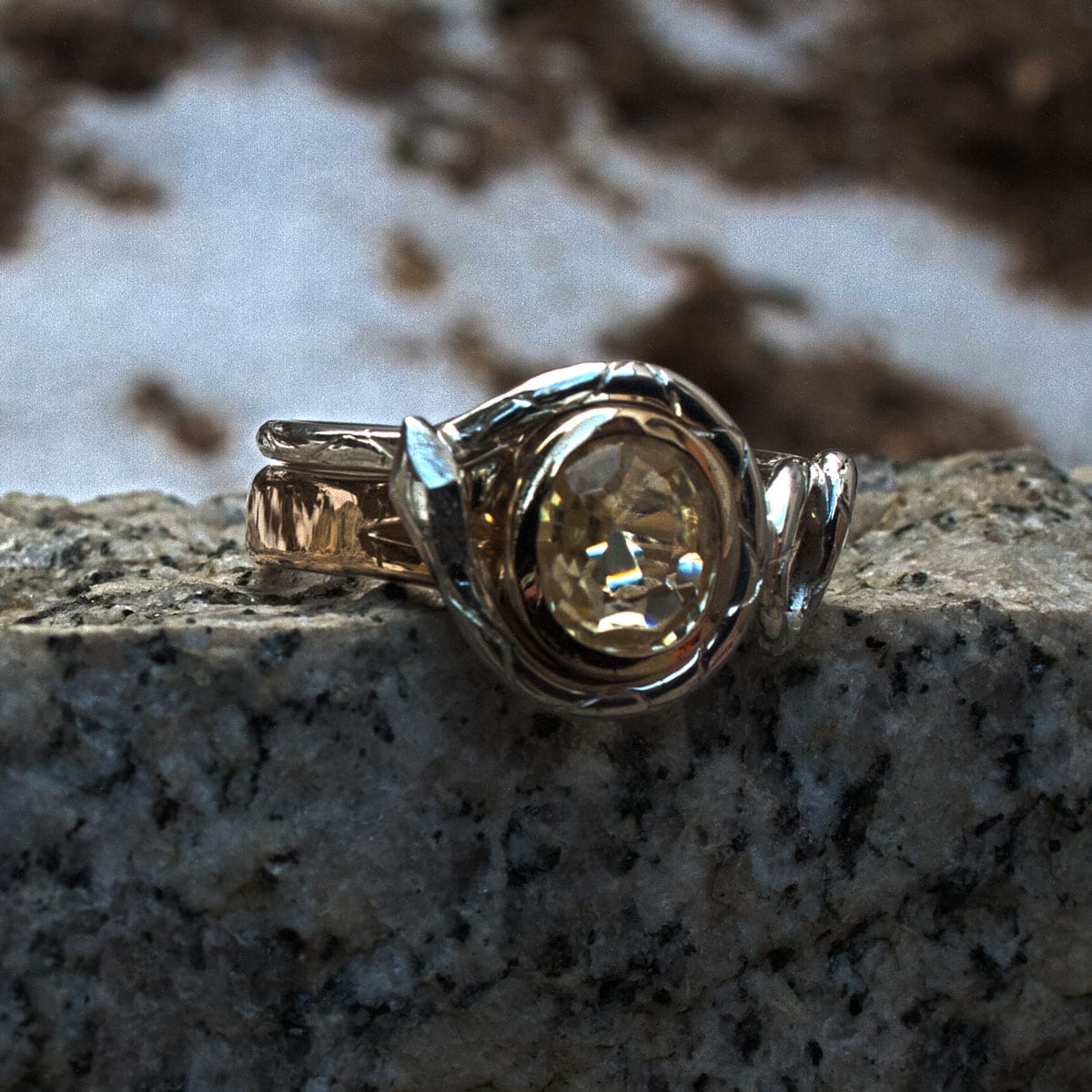 Goldring gelber Saphir mit und ohne Schlange Silber – Bild 12