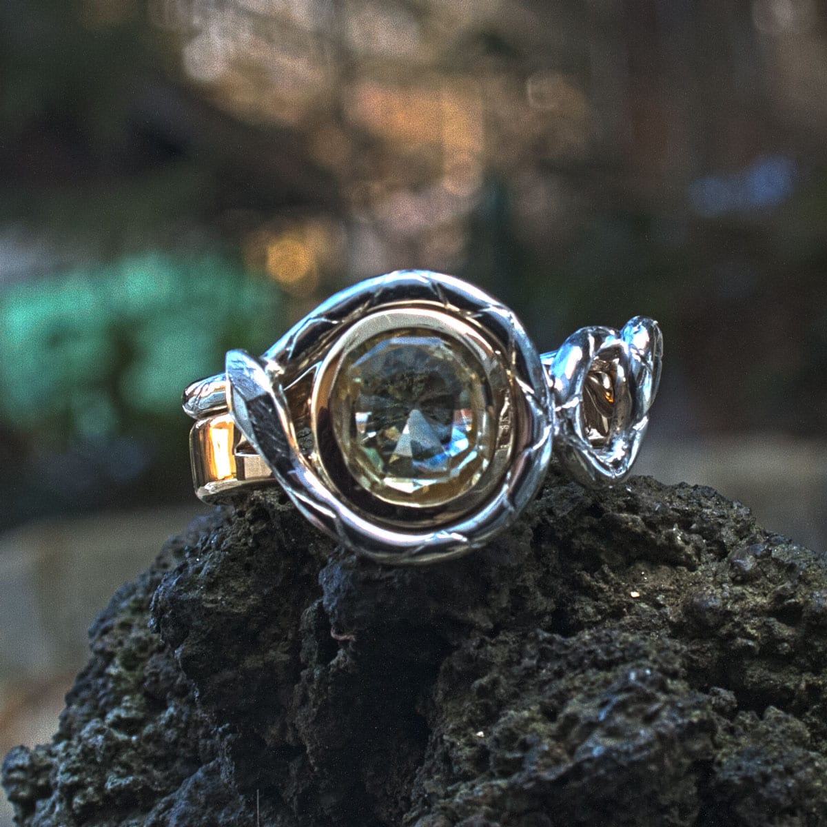 Goldring gelber Saphir mit und ohne Schlange Silber – Bild 16