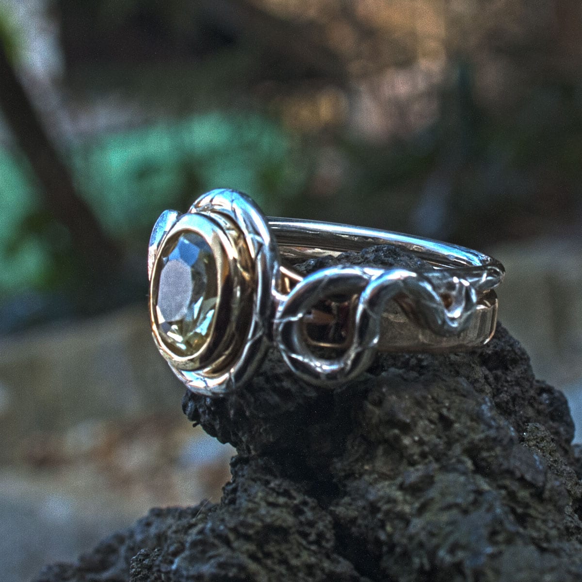 Goldring gelber Saphir mit und ohne Schlange Silber – Bild 17