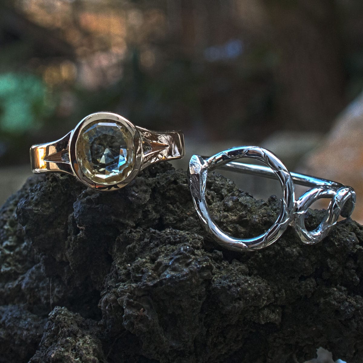 Goldring gelber Saphir mit und ohne Schlange Silber – Bild 14