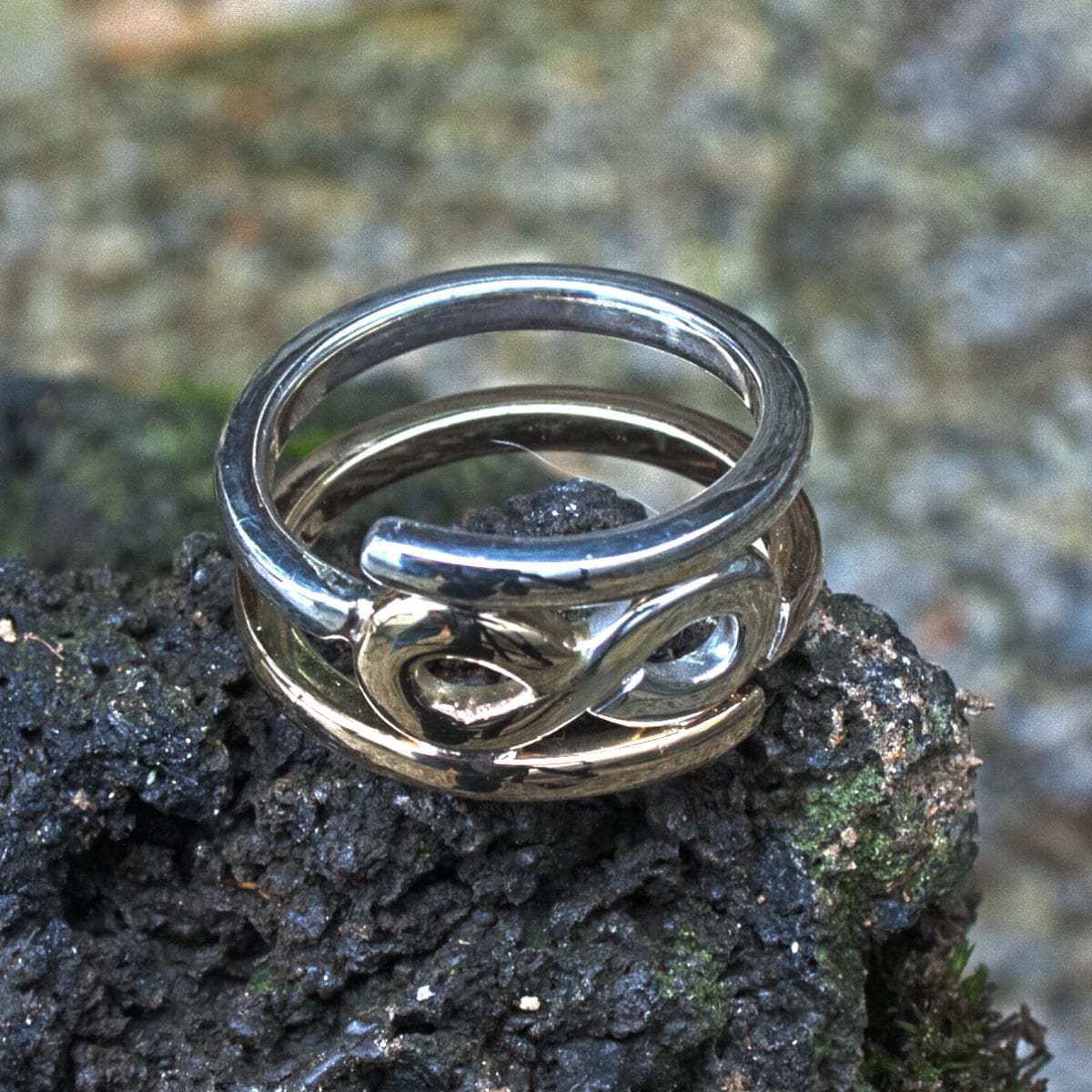 Unendlichkeitsring Silber und Gold