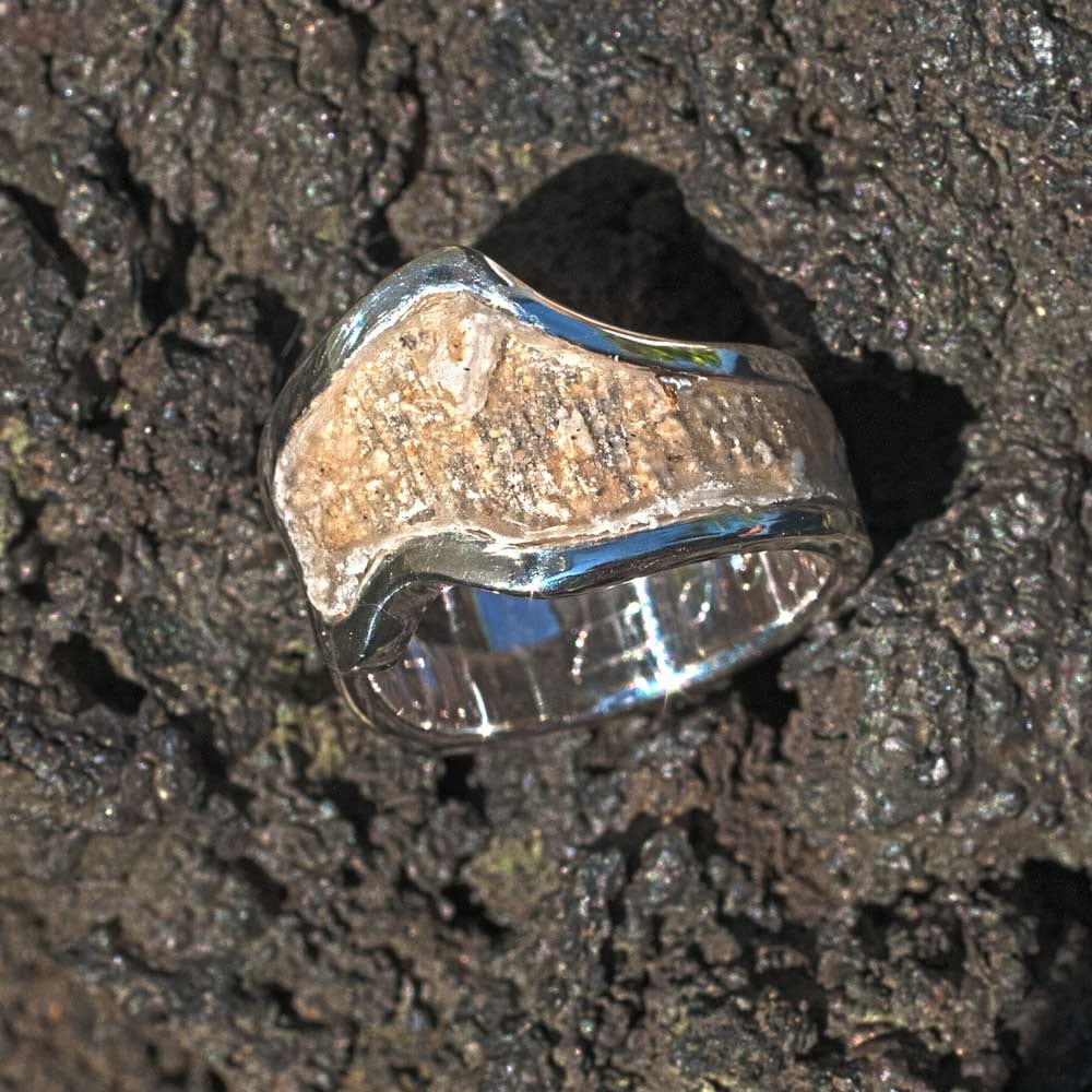 Ring Silber mit Akryl und Asche